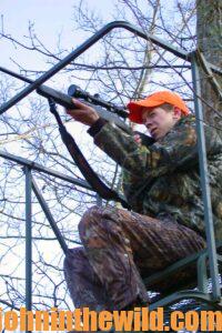 A hunter in a tree stand
