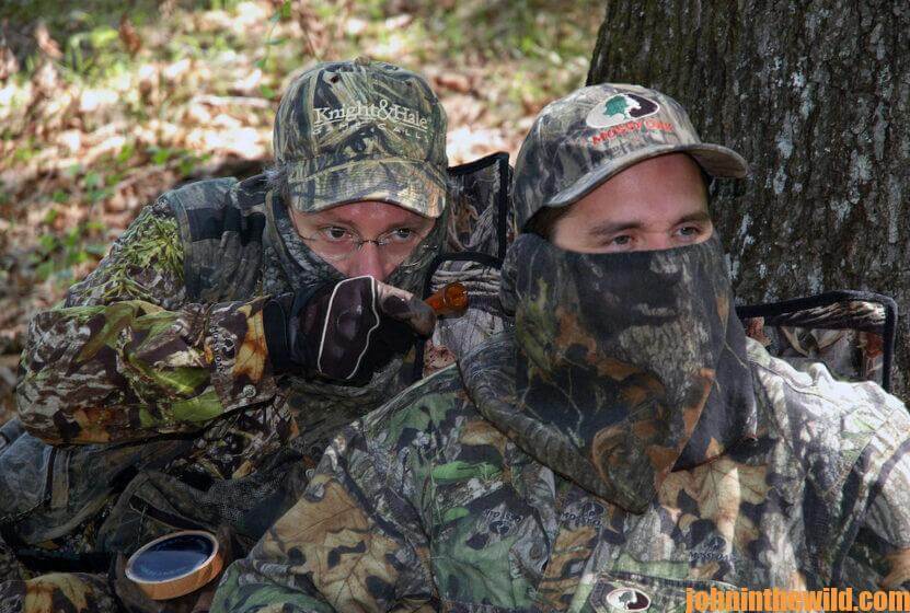 Two hunters on the lookout for gobblers
