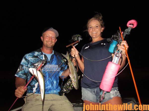 Bowfishing at night in Mississippi