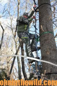 Bucky Hauser climbs into is stand