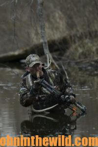 Hunter using a call in the field