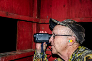 Using the monocular to look for wild pigs
