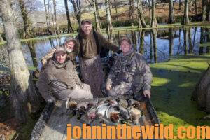 A group of duck hunters out on the water