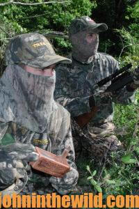 Two hunters wait for gobblers to come into range