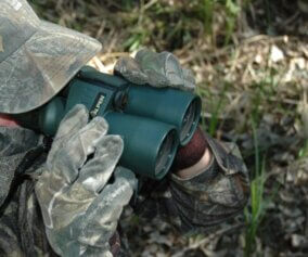 Turkey hunter with binoculars