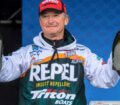 Gary Klein with trophy bass at a tournament