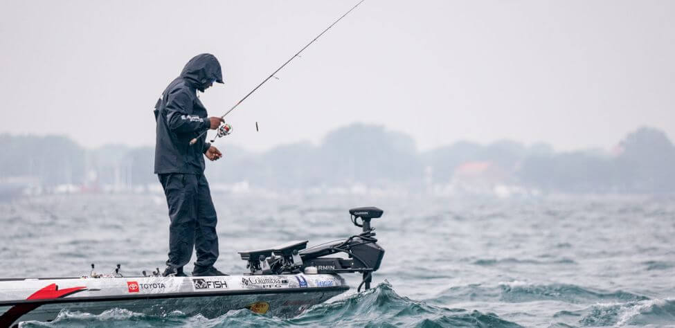 Mark Daniels fishing in the rain