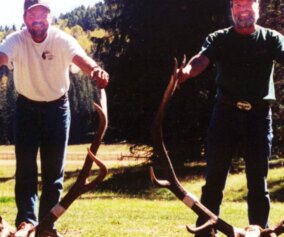 Elk hunters with large antlers